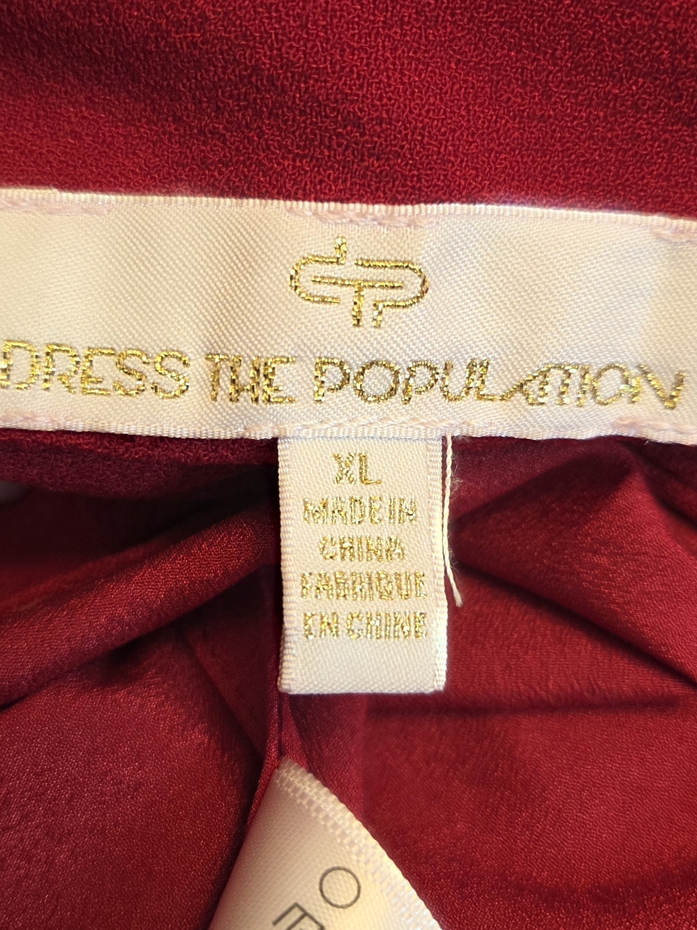 Dress the Population Red Midi Dress with V-Neck and Cap Sleeves - Picture 6 of 6